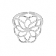 Anillos Acero Inox flor Plateado