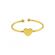 Anillos Acero Inox  coraz&oacute;n Dorado
