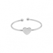 Anillos Acero Inox  coraz&oacute;n Plateado