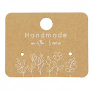 Tarjetas para joyer&iacute;a "handmade with love" flores Marr&oacute;n claro