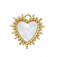 Colgantes Acero Inox concha corazón Dorado-blanco (color natural)