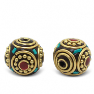 Abalorios bohemios Turquesa-rojo oro antico