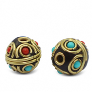 Abalorios bohemios Turquesa-rojo oro antico