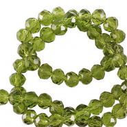 Abalorios faceteados disco 6x4mm Verde lima oscuro