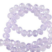 Abalorios faceteados disco 4x3mm P&uacute;rpura malva claro