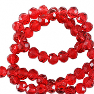 Abalorios faceteados disco 4x3mm Rojo caramelo