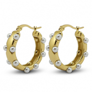 Pendientes Acero Inox Imitaci&oacute;n de perlas Dorado