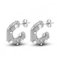 Pendientes Acero Inox Imitaci&oacute;n de perlas Plateado