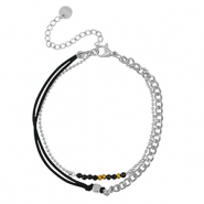 Pulseras Acero Inox doble capa Plateado-negro