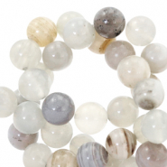 Piedras naturales Calcedonia (Cuarzo) y Ágata 6mm Ópal multicolor gris-beige