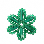 Pendientes faceteados flor Verde oscuro