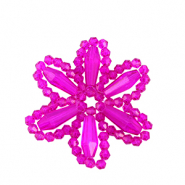 Pendientes faceteados flor Rosa fucsia n&eacute;on