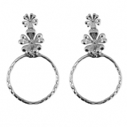 Pendientes Acero Inox flor Plateado