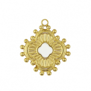 Colgantes Acero Inox flor Dorado /