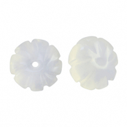 Piedras Naturales abalorios &Aacute;gata flor Blanco perla transparente