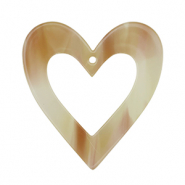 Colgantes de resina coraz&oacute;n Beige