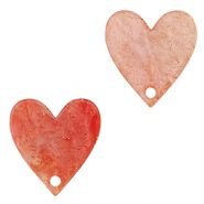 Colgantes de resina coraz&oacute;n Rojo coral