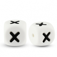 Abalorios letras de silicona X Blanco-negro
