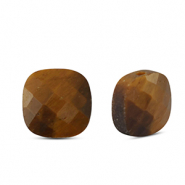 Abalorios de piedra natural Ojo de tigre cuadrados Marr&oacute;n dorado