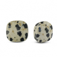 Abalorios de piedra natural D&aacute;lmata cuadrados Greige-negro
