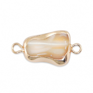 Perlas de agua dulce entrepieza asim&eacute;trico Dorado-taupe
