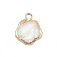 BQ Perlas de agua dulce colgante flor Dorado-blanco natural
