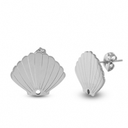 Pendientes Acero Inox concha Plateado