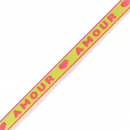 Cinta con texto "amour" Verde-rosa ne&oacute;n
