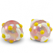 Abalorios acr&iacute;licos puntos Rosa claro-amarillo