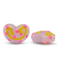 Abalorios acr&iacute;licos coraz&oacute;n Rosa-amarillo