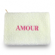Neceser tejido Teddy "AMOUR" Blancuzco-rosa