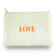 Neceser tejido Teddy "LOVE" Blancuzco-naranja