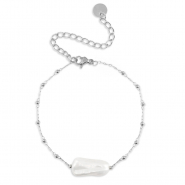 Pulseras Acero inox perlas Plateado
