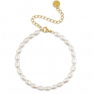 Pulseras Acero inox perlas Dorado