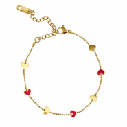 Pulseras Acero Inox coraz&oacute;n Dorado