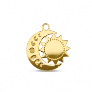 Colgantes Acero Inox luna y sol Dorado