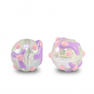 Abalorios acr&iacute;licos puntos Transparente morado-rosa