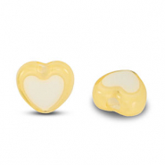 Abalorios acr&iacute;licos coraz&oacute;n Amarillo-blanco