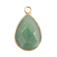 Colgantes de piedras naturales gota Verde claro-dorado