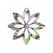Colgantes de resina flor Multicolor p&uacute;rpura-verde