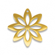 Colgantes Acero Inox flor Dorado