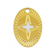 Colgantes Acero Inox oval estrella Dorado-blanco