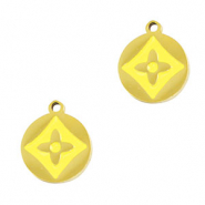 Colgantes Acero Inox redondo flor Dorado-amarillo