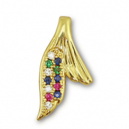 Metal TQ lat&oacute;n colgante aleta Dorado-multicolor
