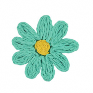 Colgantes Rafia flor 50mm Verde