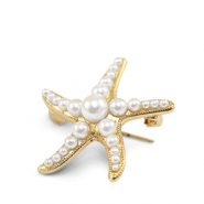 Broches Estrella de mar con perlas Dorado