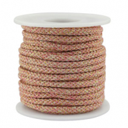 Cord&oacute;n trenzado trendy 3.5mm Blancuzco-rosa-dorado