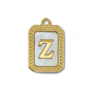 Colgante Acero Inox concha letra Z Dorado-blanco (color natural)