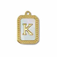 Colgante Acero Inox concha letra K Dorado-blanco (color natural)