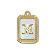 Colgante Acero Inox concha letra M Dorado-blanco (color natural)